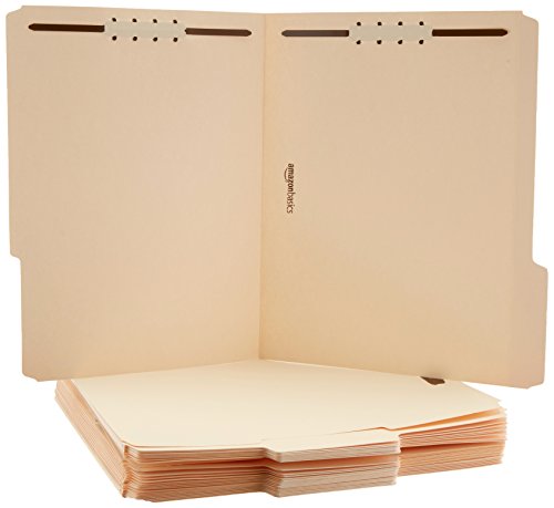 Eco-Friendly Basics Manila File Folders with Fasteners for Organized Filing, Letter Kit