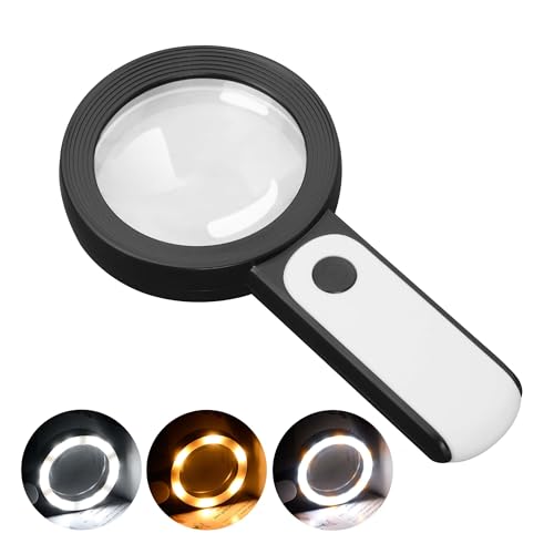 Classic JMH Magnifying Glass with Light, Handheld Large Magnifying Set