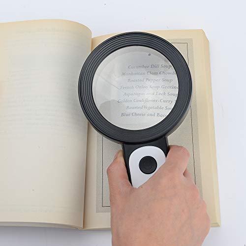 Classic JMH Magnifying Glass with Light, Handheld Large Magnifying Set