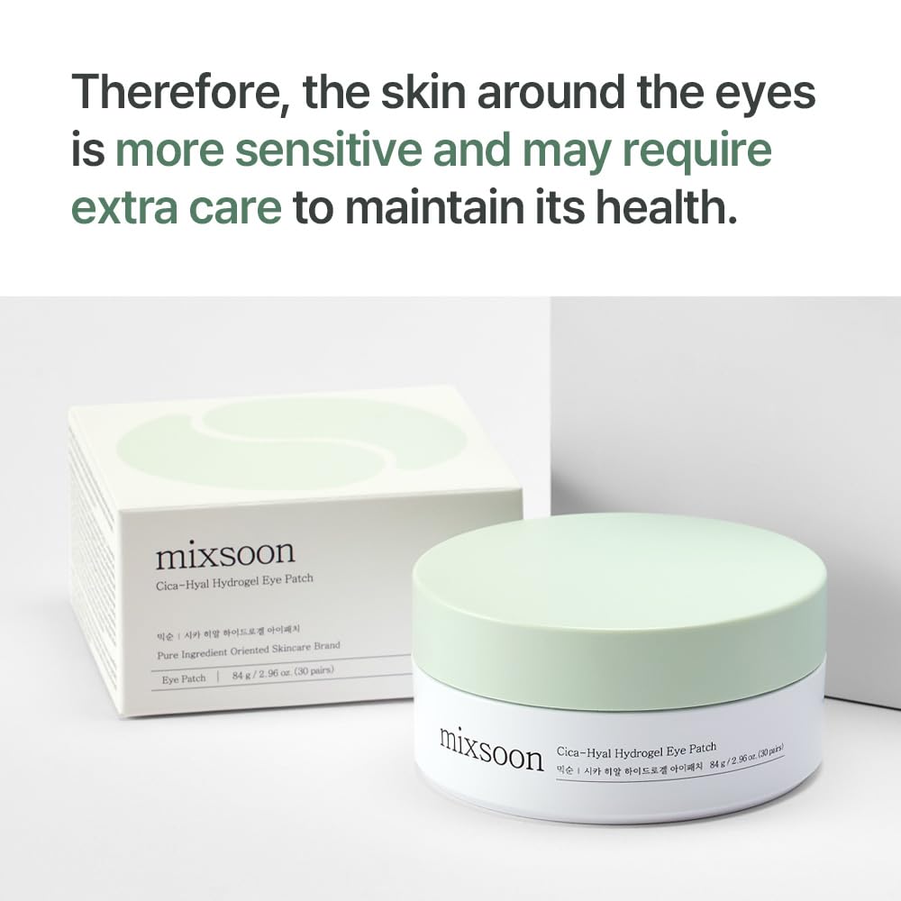 mixsoon Collagen Hydrogel Eye Patches Hydrating Gel Eye Mask with Collagen, Peptides and Amino Acids for Smooth Under Eye Skin Care 84 g / 2.84 fl.oz. (30 pairs) Korean Glass Skin Care