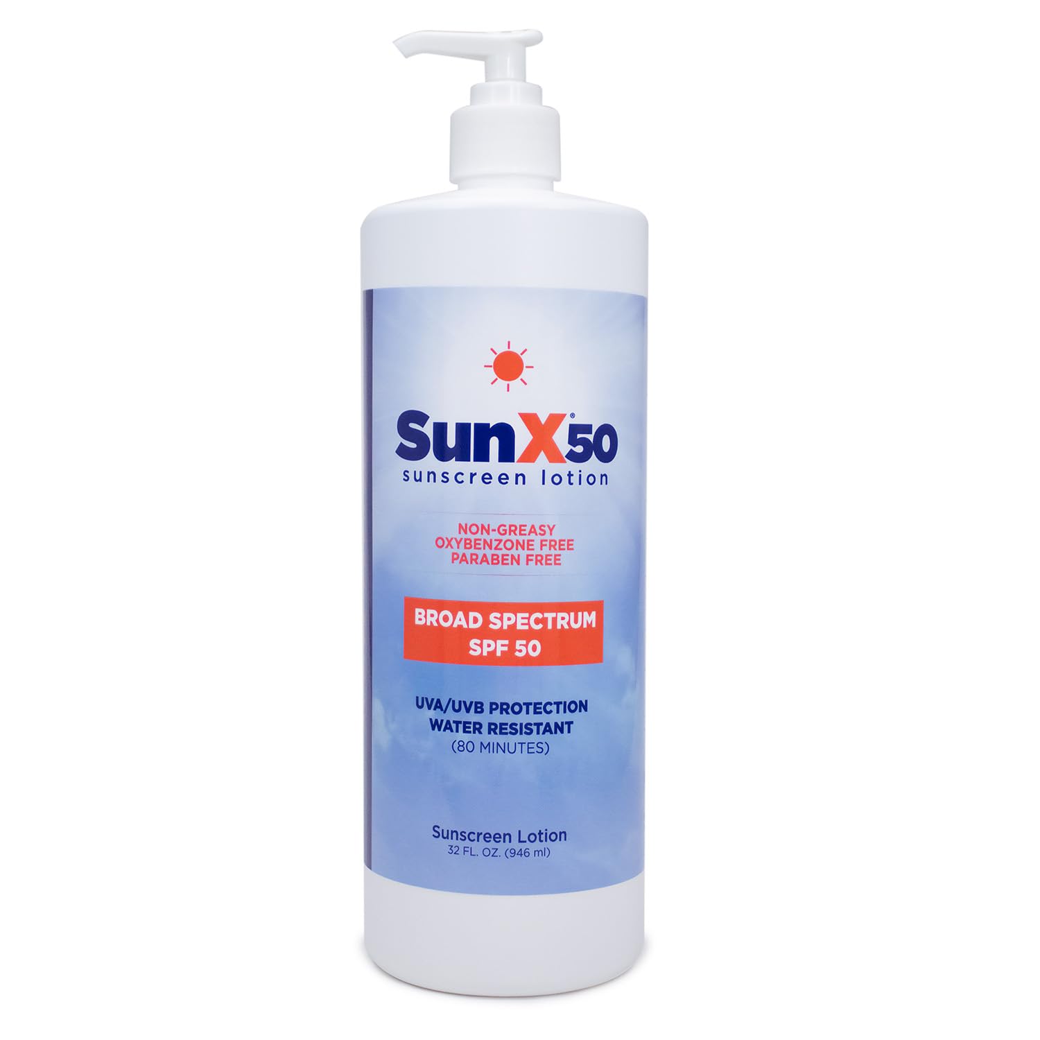 CoreTex Sun X 50 SPF Broad Spectrum Sunscreen Lotion - 4oz Bottle of Paraben, Oxybenzone, Octinoxate, & Oil Free Sunscreen - No White Cast and Water Resistant Up to 80 Minutes