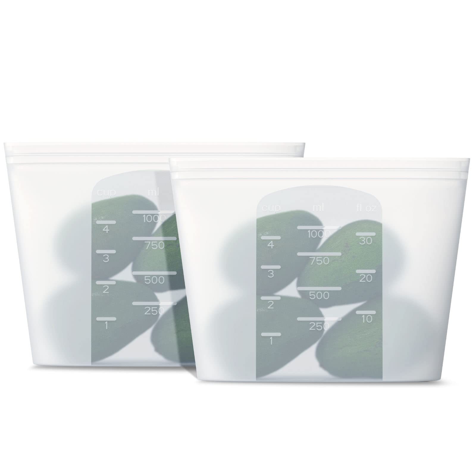 Winrock Reusable 100% Silicone Food Storage Bags, Sandwich Snack Bags New Generation Stand Up Zip Container for Soup and Leftovers, Plastice & BPA Free, Microwave Oven Safe 3 Pack (51oz, 34oz, 17oz)