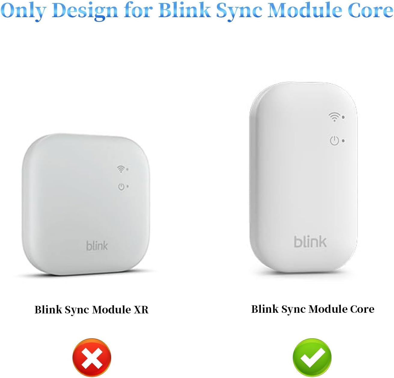 White Outlet Wall Mount for Blink Sync Module Core, Sync Module Mount Holder for Blink Doorbell Outdoor/Indoor Security Camera 2K+, No Drilling No Messy Wires Camera Mount with Short Cable
