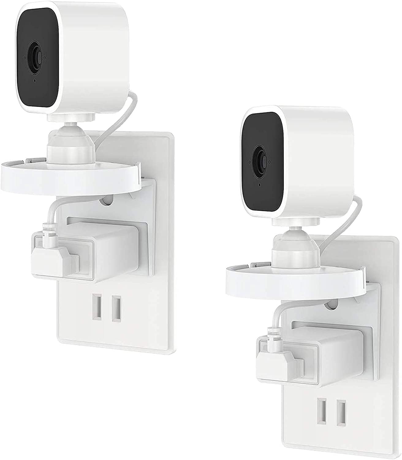 2 Pack Blink Mini Outlet Wall Mount, 360 Degree Swivel AC Outlet Wall Plug Mount Stand Holder Bracket - No Messy Wires or Wall Damage