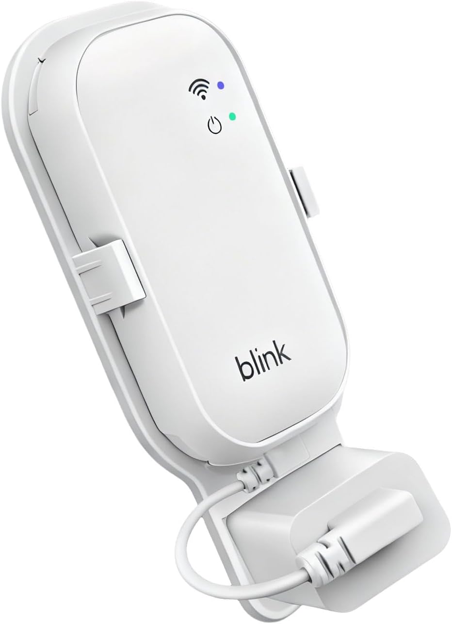 White Outlet Wall Mount for Blink Sync Module Core, Sync Module Mount Holder for Blink Doorbell Outdoor/Indoor Security Camera 2K+, No Drilling No Messy Wires Camera Mount with Short Cable