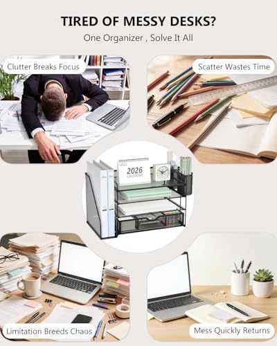Classic WALI Desk File Organizer, 4 Tier Desktop Paper Letter Set