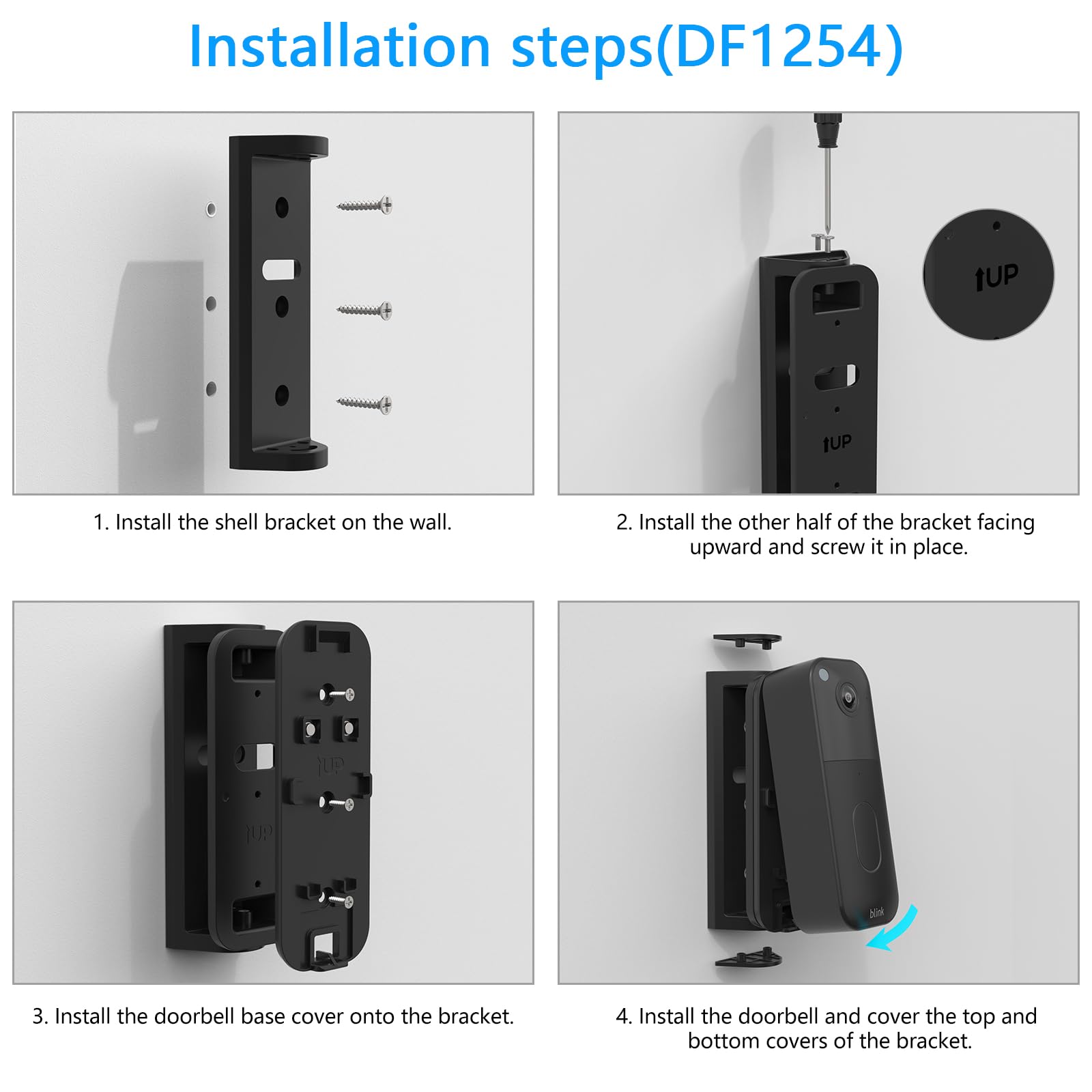 Blink Doorbell Mount, Adjustable Angle (0-45 Degree R/L) Mount for Blink Video Doorbell Newest Model (Black)
