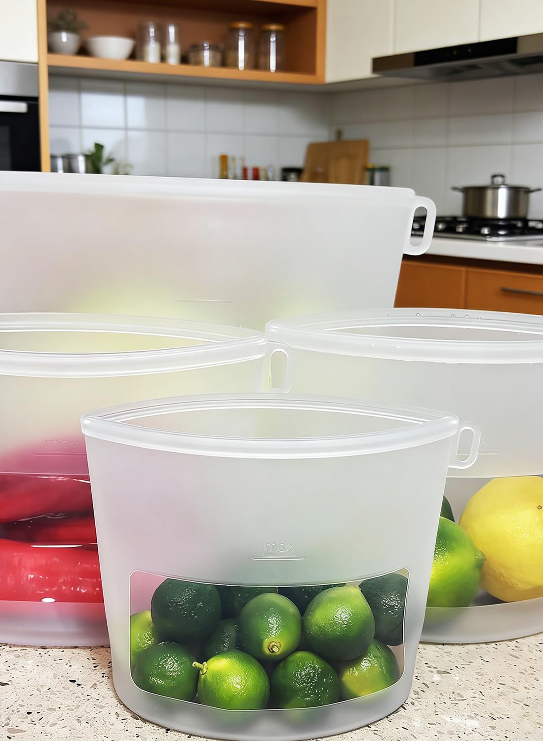 Reusable Silicone Food Storage Bags (Set of 4), Dishwasher Oven Microwave Freezer Safe, Eco-Friendly 100% Platinum, Leakproof Sous Vide Bags, Premium Lunch Containers, 2 Snack 2 Sandwich, Mixed