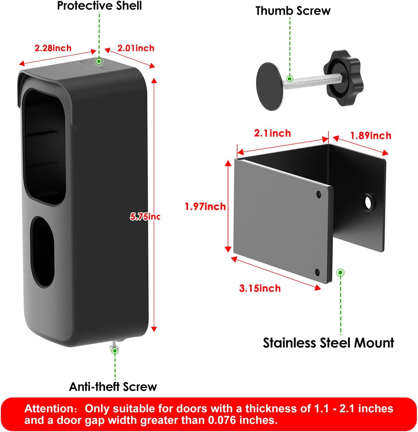Blink Doorbell Camera Mount, No-Drilling Anti-Theft Video Doorbell Mount for Blink Video Doorbell 2nd Gen, Easy to Install, Door Bell Bracket Kits for Apartments, Renters-Black