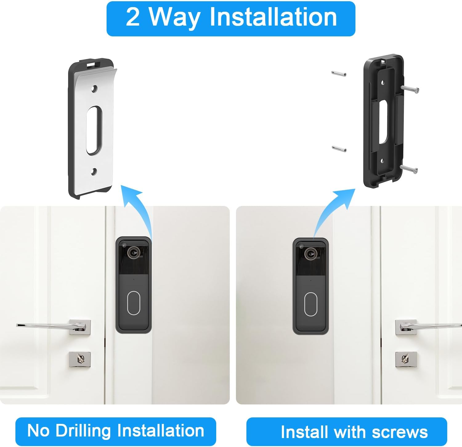 Adhesive Mount Compatible with Blink Video Doorbell 2nd Gen Only, No-Drill Mounting Bracket, Accessories for Blink Doorbell Security System