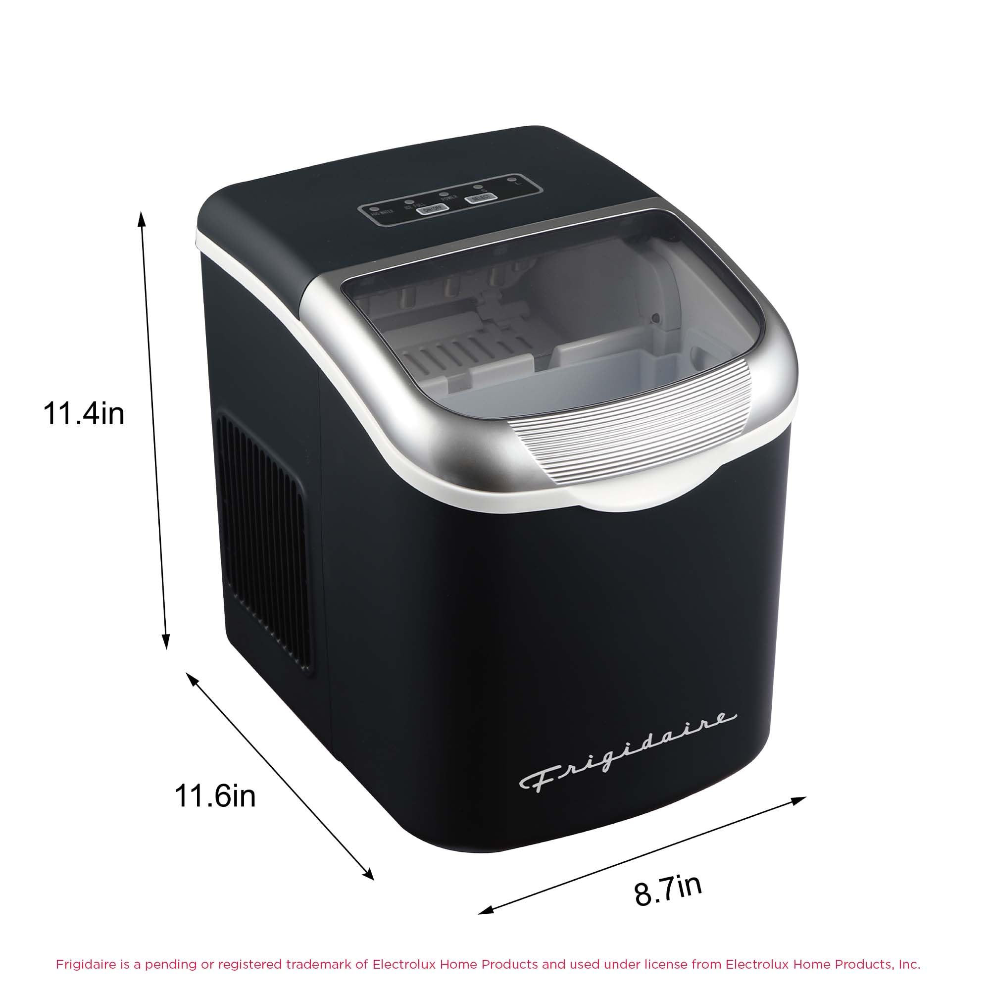 FRIGIDAIRE Retro Compact Ice Maker Machine, Bullet Ice, 26 lb per Day (BlackRoseGold)