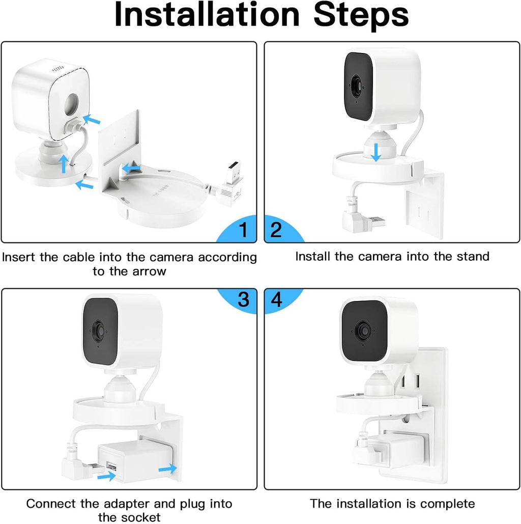 2 Pack Blink Mini Outlet Wall Mount, 360 Degree Swivel AC Outlet Wall Plug Mount Stand Holder Bracket - No Messy Wires or Wall Damage