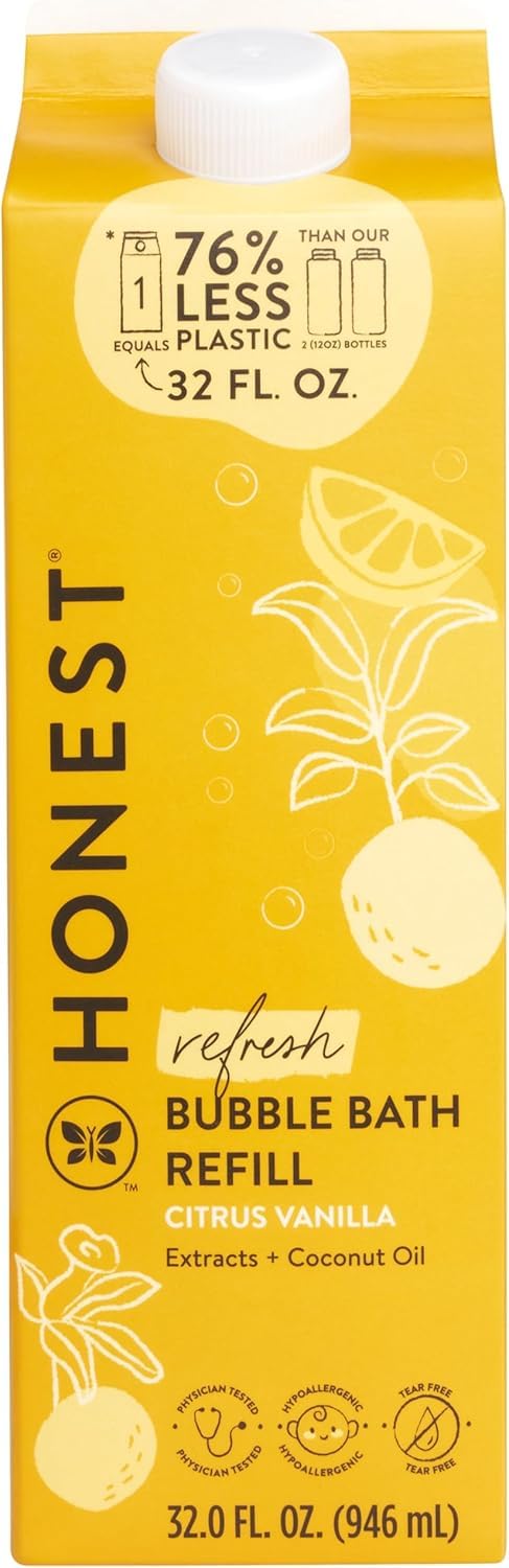 The Honest Company Foaming Bubble Bath Gentle for Baby, Naturally Derived, Tear-free, Hypoallergenic, Fragrance Free, Sensitive, 12 fl oz