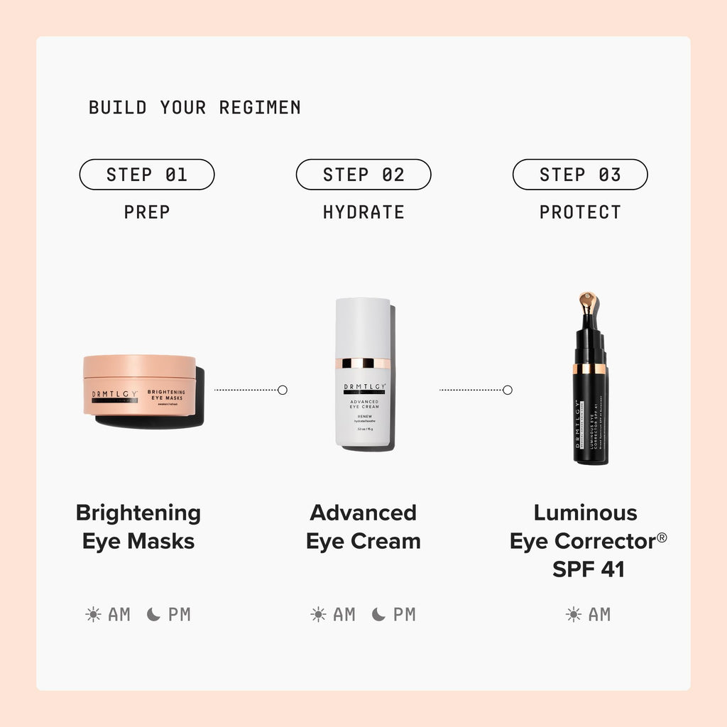 DRMTLGY Brightening Eye Masks – Biodegradable Hydrogel Under Eye Patches with Caffeine, Peptides, Hyaluronic Acid & Niacinamide – Depuff, Hydrate & Smooth Dark Circles – 60 Count