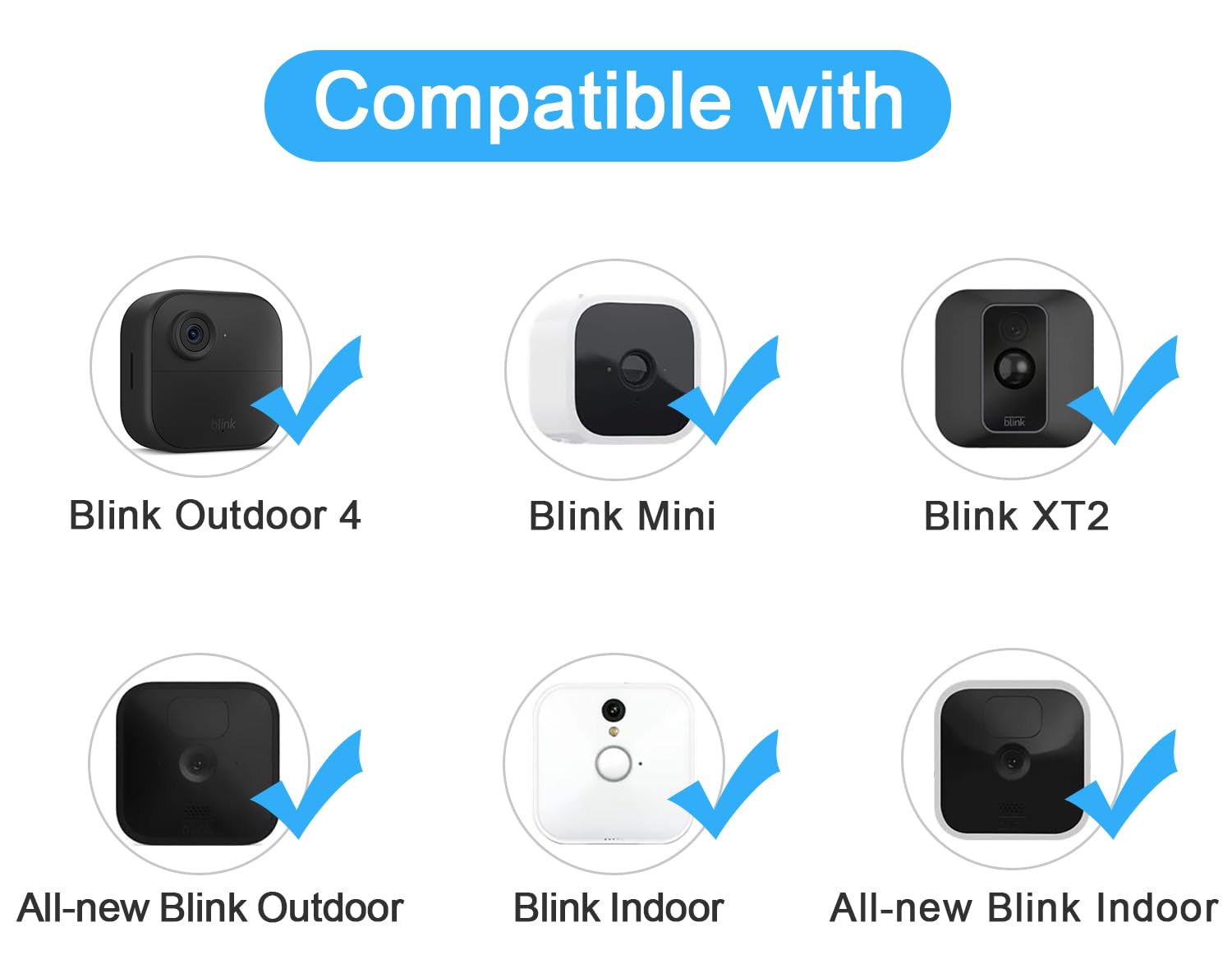 2 Pack 360 Degree Adjustable Adhesive Mount for All-New Blink Outdoor (4th Gen,3rd Gen) Blink XT / XT2, Blink Mini Camera Mounting Bracket, Wall Mount