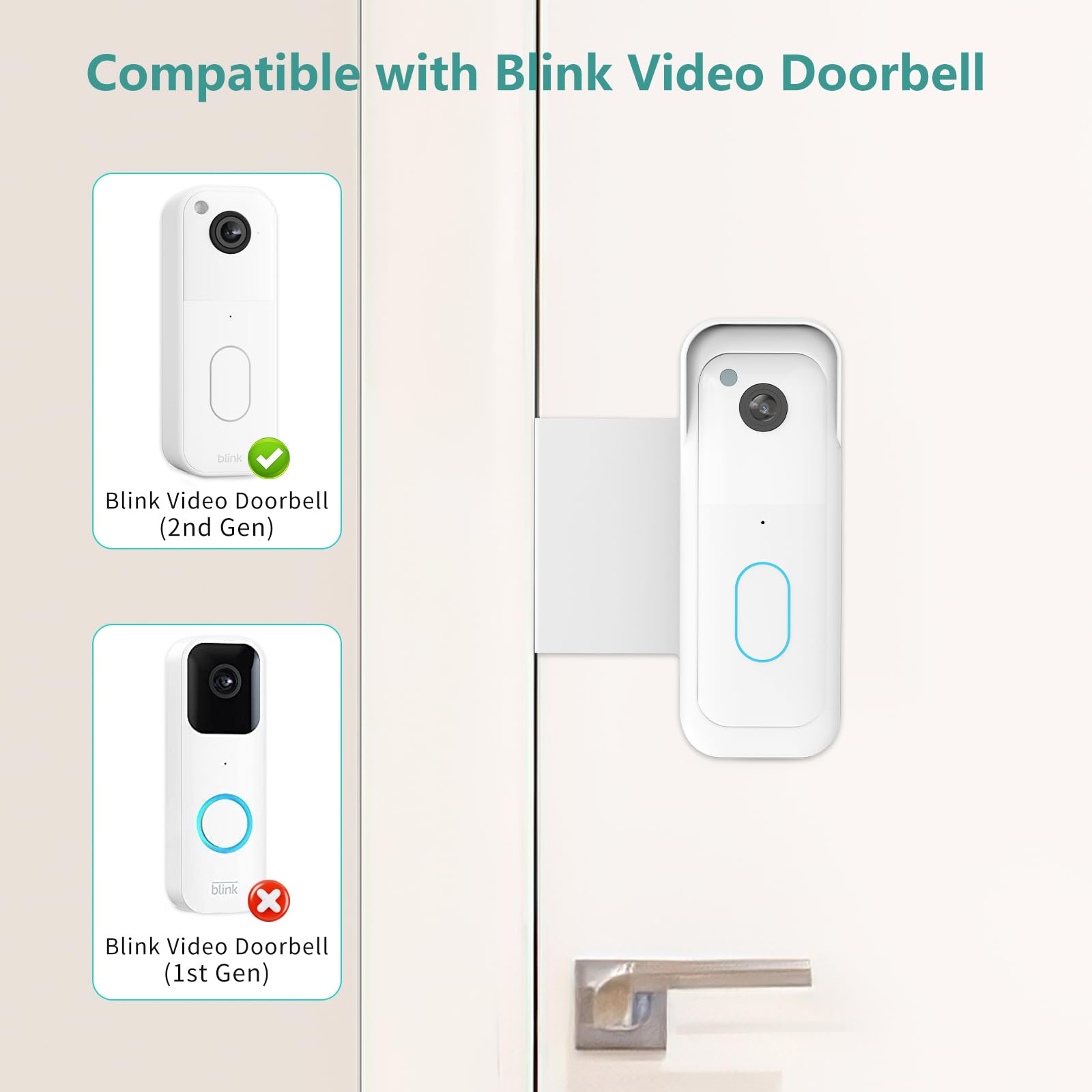 No-Drill Blink Doorbell Mount, Anti-Theft Door Mount for Blink Doorbell Camera, Quick Install Doorbell Kits Ideal for Rental Apartments, No Sensor Blockage, Black