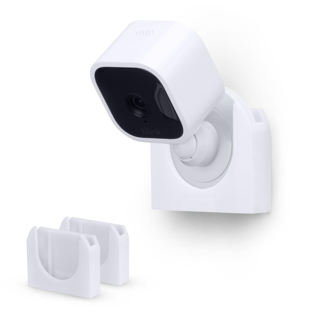 BRAINWAVZ Adhesive Wall Mount for Blink Mini Camera, 2 Pack, No Hassle Holder, Strong 3M VHB Tape, No Screws, No Mess Install, Bracket Stand (White)