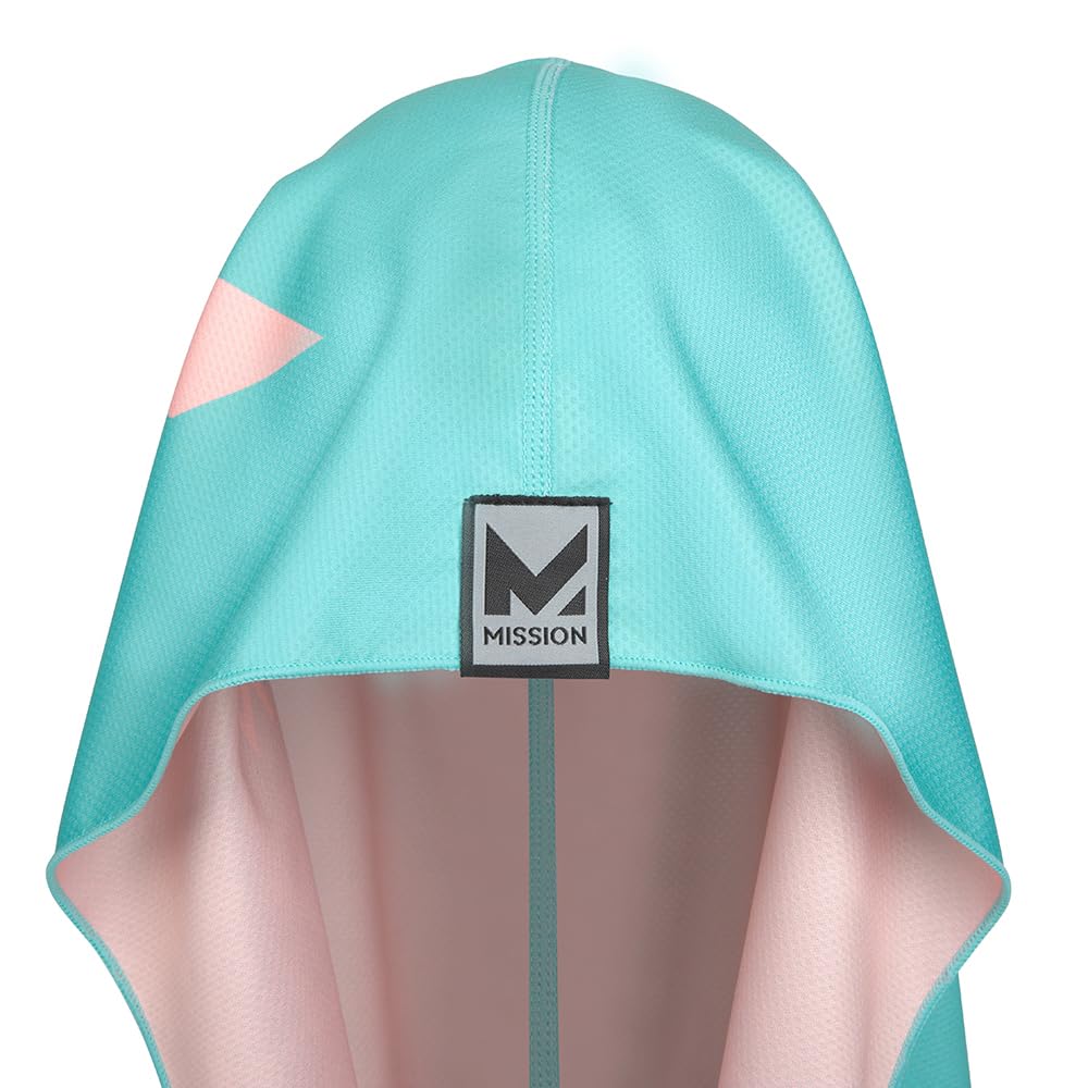 MISSION Reversible Cooling Hoodie Towel- Hood Towel, Cools Instantly When Wet, UPF 50 Sun Protection, Contours Your Head to Stay in Place, Great for Sports, Fitness, Gym (Pink Mint)