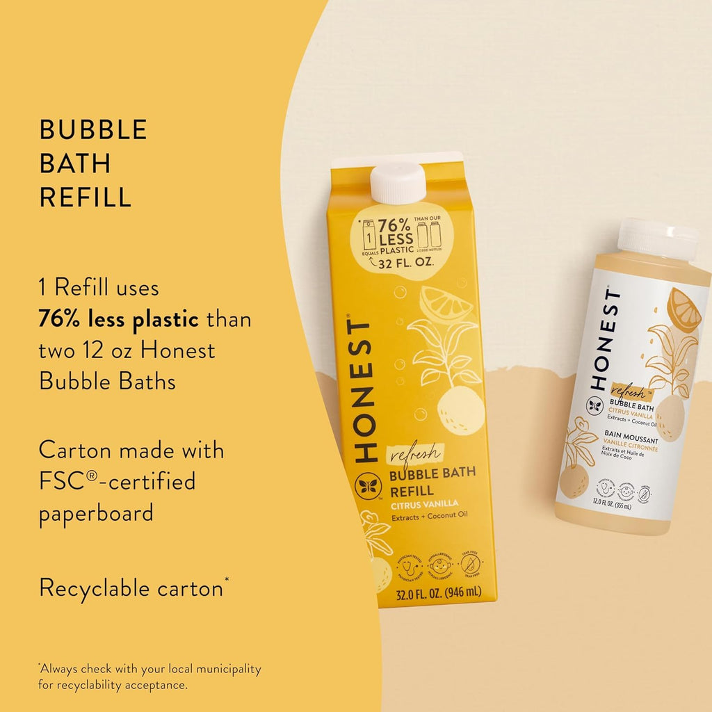 The Honest Company Foaming Bubble Bath Gentle for Baby, Naturally Derived, Tear-free, Hypoallergenic, Fragrance Free, Sensitive, 12 fl oz