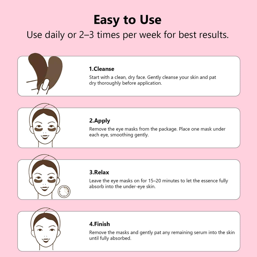 Adofect Hydrogel Caffeine Under Eye Masks, Collagen Eye Patches for Dark Circles Puffy Eyes Under Eye Bags, Deep Hydration Eye Gels for All Skin Types, Skin Care Gifts (Pink, 30 Pairs)