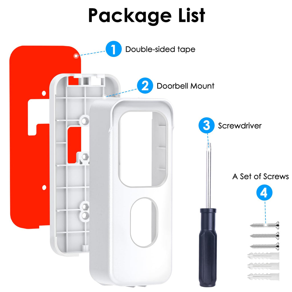 No Drill Blink Doorbell Camera Mount for All-new Blink Video Doorbell (2nd Gen), Mounting Bracket Cover with Adhesive Tape, Easy to Install for Apartment, Office, Home
