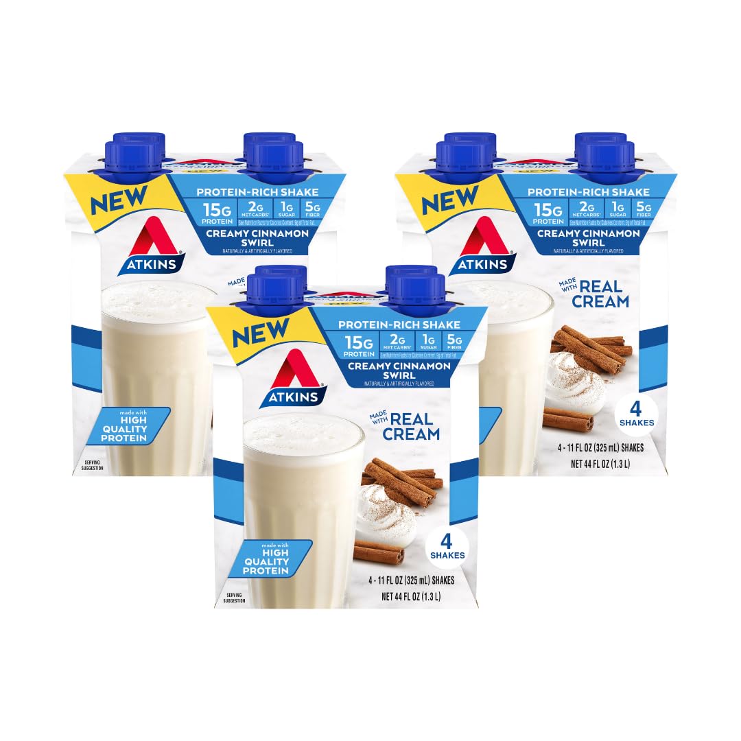 Atkins Chocolate Banana Protein-Rich Shake. With B Vitamins and Protein. Made with Real Fruit. Keto-Friendly and Gluten Free, 11 Fl Oz (Pack of 12)