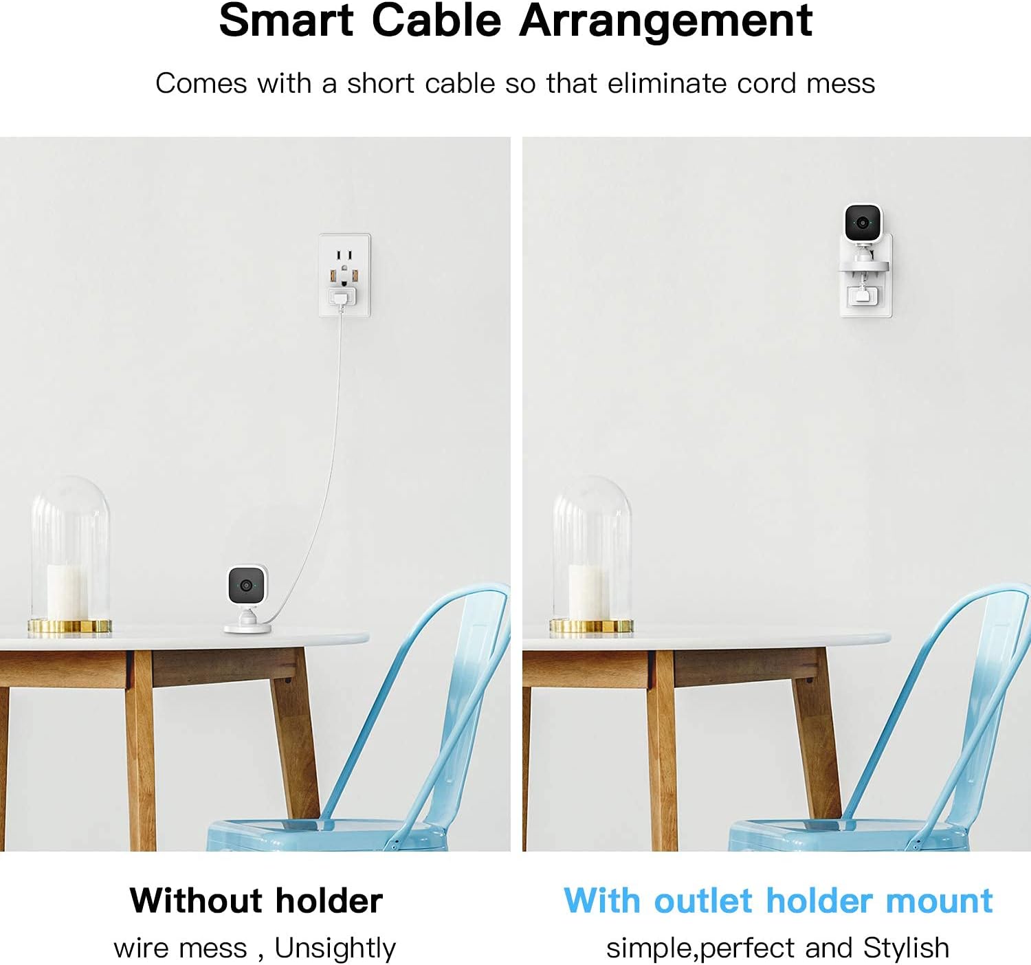 2 Pack Blink Mini Outlet Wall Mount, 360 Degree Swivel AC Outlet Wall Plug Mount Stand Holder Bracket - No Messy Wires or Wall Damage