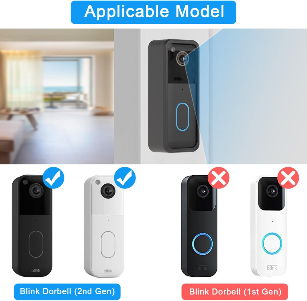 Adhesive Mount Compatible with Blink Video Doorbell 2nd Gen Only, No-Drill Mounting Bracket, Accessories for Blink Doorbell Security System