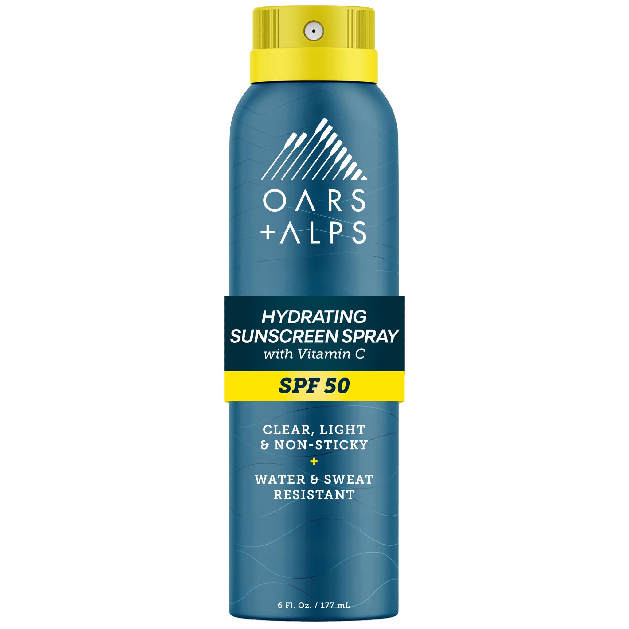 Oars + Alps SPF 50 Face & Body Broad Spectrum Sunscreen Spray | Fast-Absorbing, Lightweight, Non-Greasy, Hawaii Reef Act 104 Compliant, Water-Resistant, Octinoxate + Oxybenzone Free, 6 Oz, 1 Pack