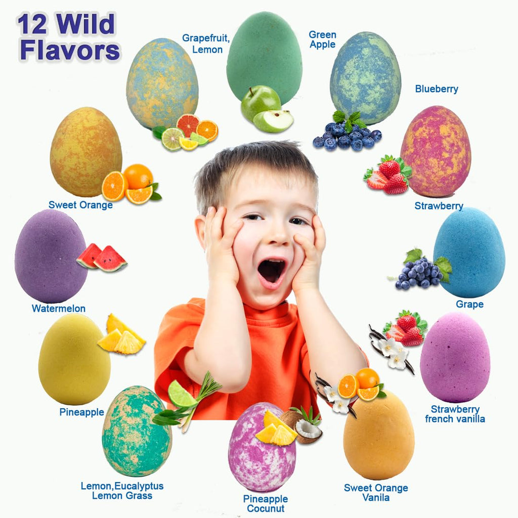 Bath Bombs for Kids with Toys Inside - Organic Bubble Bath Fizzies with Jungle Animal Toys. Gentle and Kids Friendly Spa Bath Balls, Bath Fizz Balls - Birthday Gifts for Toddlers, Boys, Girls