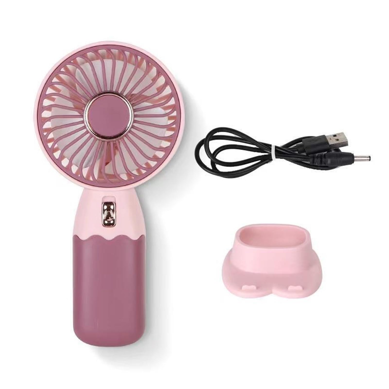 2 In 1 Mini Electric Fan Outdoor Portable Handheld Usb Rechargeable Cooling Desk With Mobile Phone Stand Function Summer