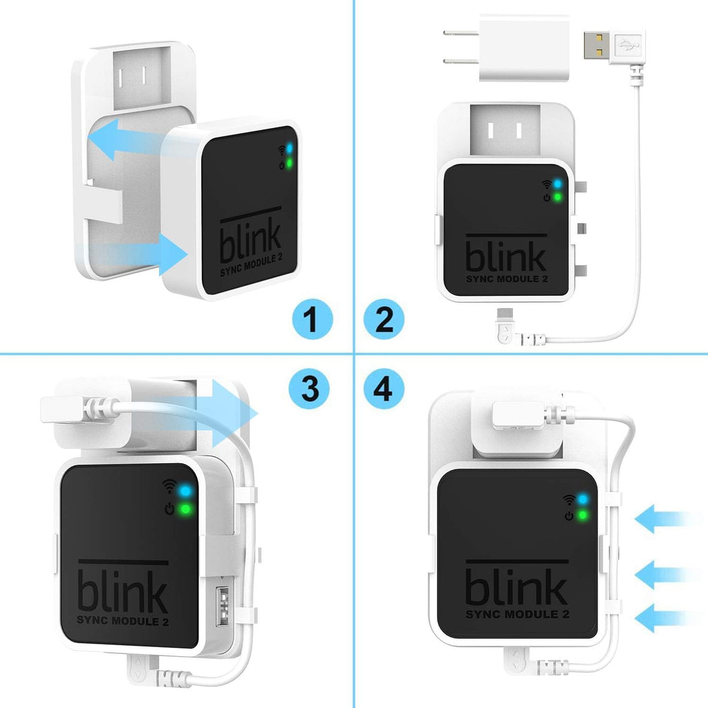 Outlet Wall Mount for Blink Sync Module 2, Mount Bracket Holder for Bink Ourdoor Indoor Camera Security with No Messy Easy to Move (White)