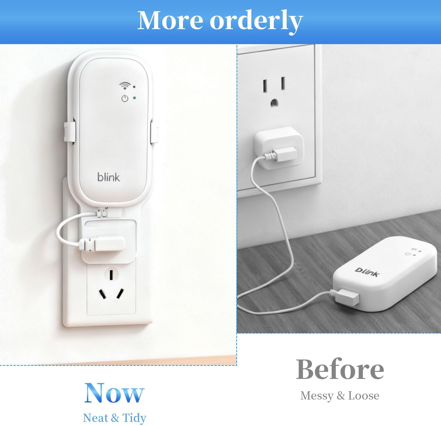 White Outlet Wall Mount for Blink Sync Module Core, Sync Module Mount Holder for Blink Doorbell Outdoor/Indoor Security Camera 2K+, No Drilling No Messy Wires Camera Mount with Short Cable