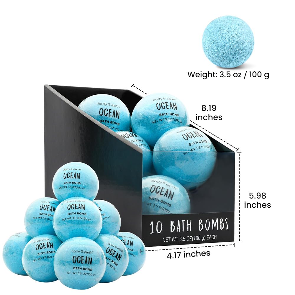 BODY & EARTH Bath Bombs Gift Set for Women 10 X 3.5 oz Essential Oils Lavender Handmade Birthday Gift Idea for Family, Women, Men, Mothers Day Gifts for Mom, Christmas Gifts for Her