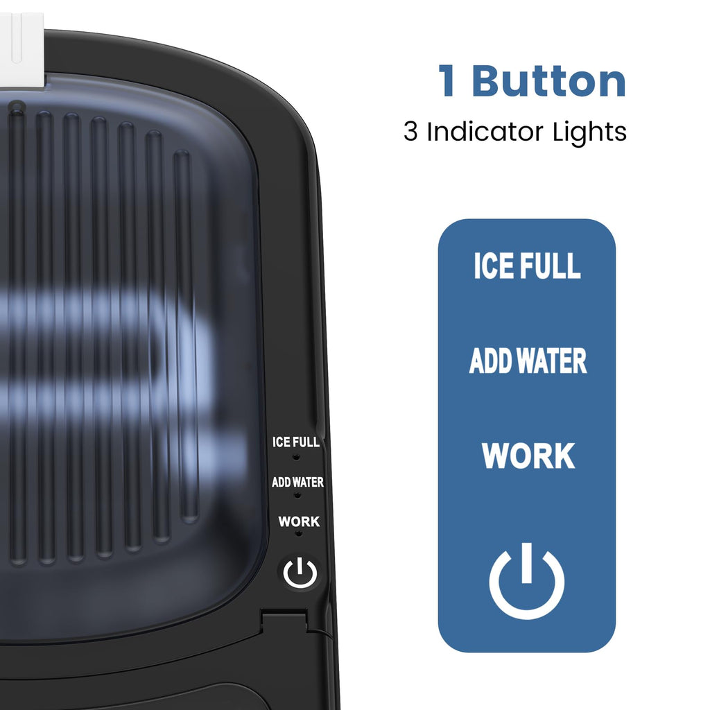 Ice Maker Countertop, Efficient Easy Carry Ice Machine, Self-Cleaning Ice Maker with Ice Scoop & Basket, 9pcs/ 6mins 26.6Lbs Per Day for Home/Office/Kitchen,Black