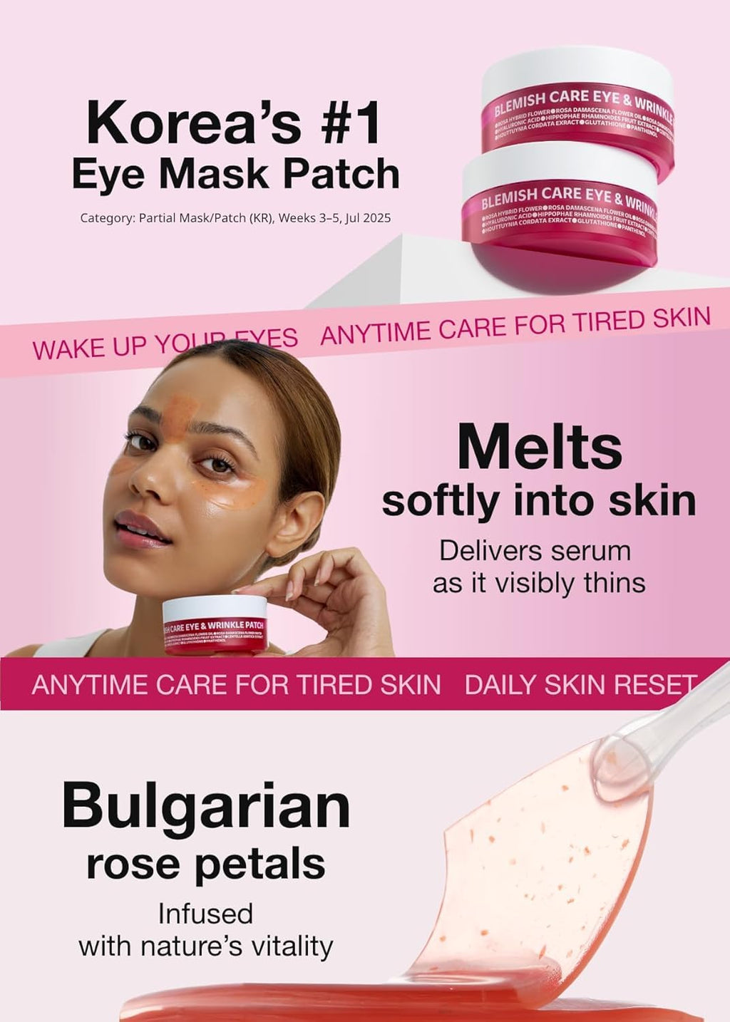 ISOI Blemish Care Eye Patches with Hyaluronic Acid, 90 Count | Dark Circles, Puffiness, Forehead & Smile Lines, Bulgarian Rose Oil