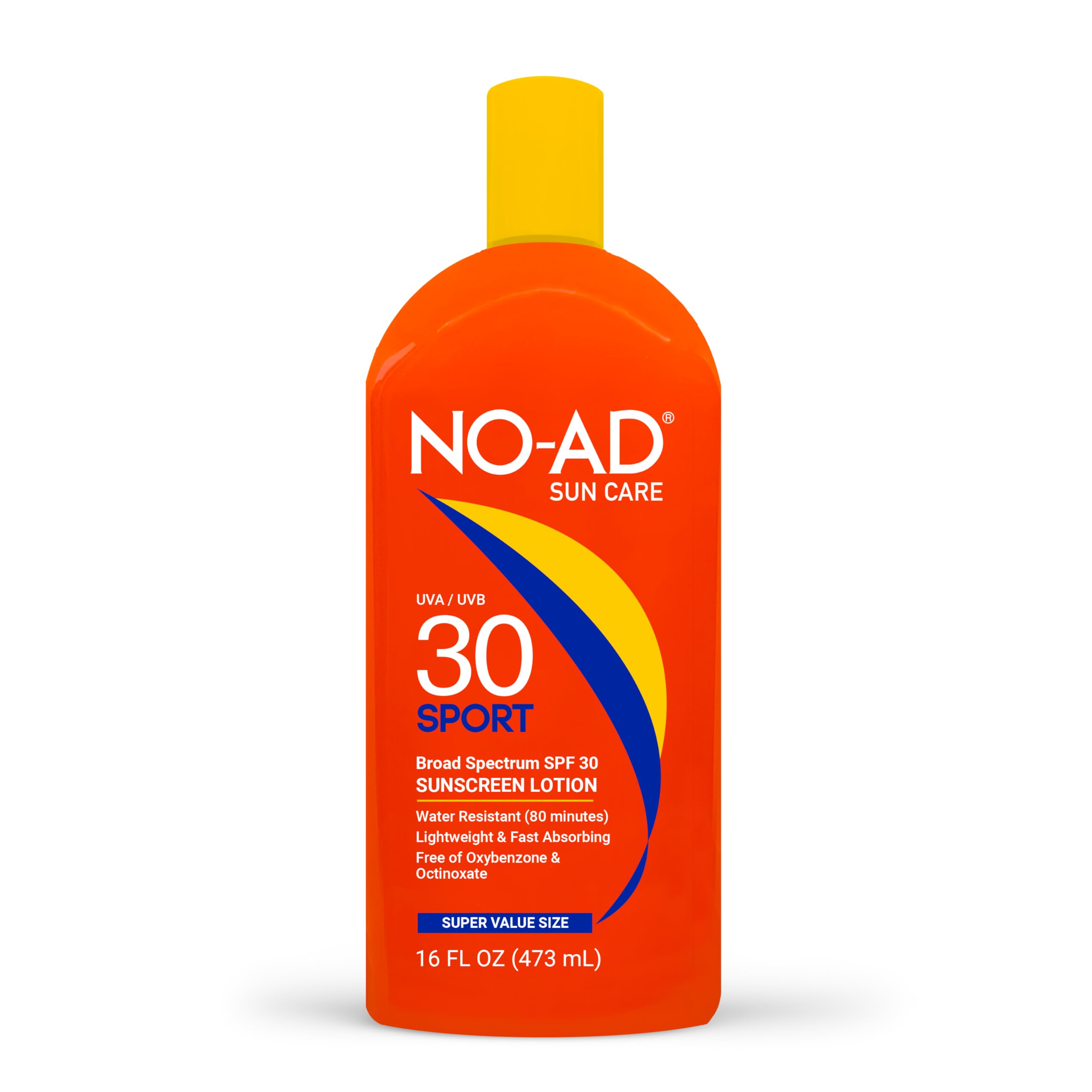 NO-AD SPF 50 SPORT Sunscreen Lotion | Hypoallergenic | Broad Spectrum UVA/UVB Protection | Water Resistant | Octinoxate & Oxybenzone Free with moisturizing Vitamin E and Aloe 16oz