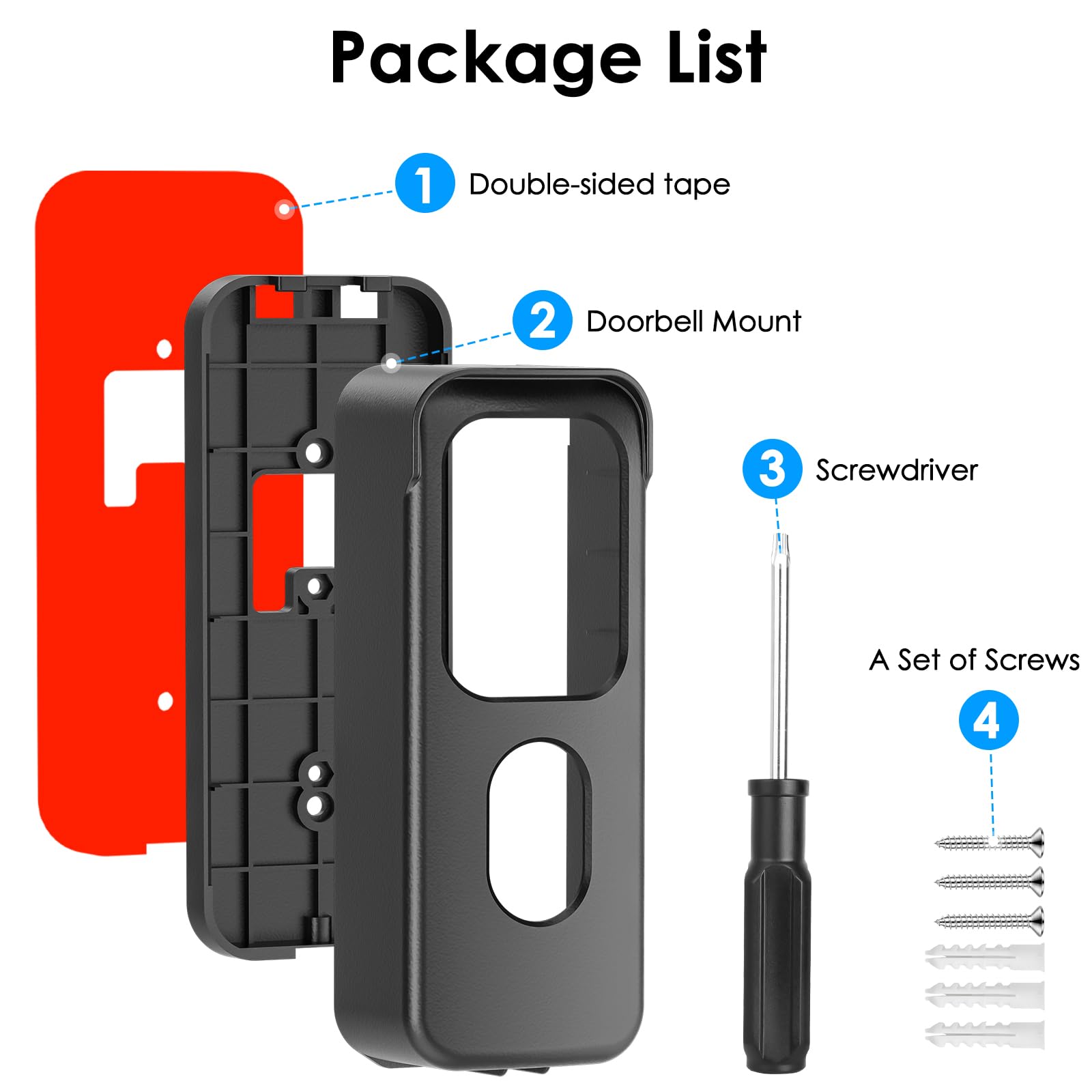 No Drill Blink Doorbell Camera Mount for All-new Blink Video Doorbell (2nd Gen), Mounting Bracket Cover with Adhesive Tape, Easy to Install for Apartment, Office, Home