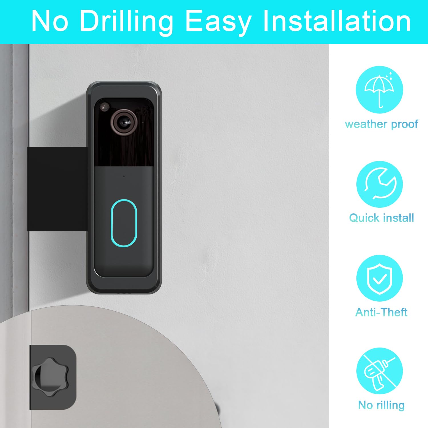 AISVAN Anti-Theft Blink Doorbell Door Mount,No-Drill Mounting Bracket for Blink Doorbell Camera 2nd Gen 2025 only,Not for Blink Battery Doorbell (2026 Release) Easy to Install Blink Video Doorbell