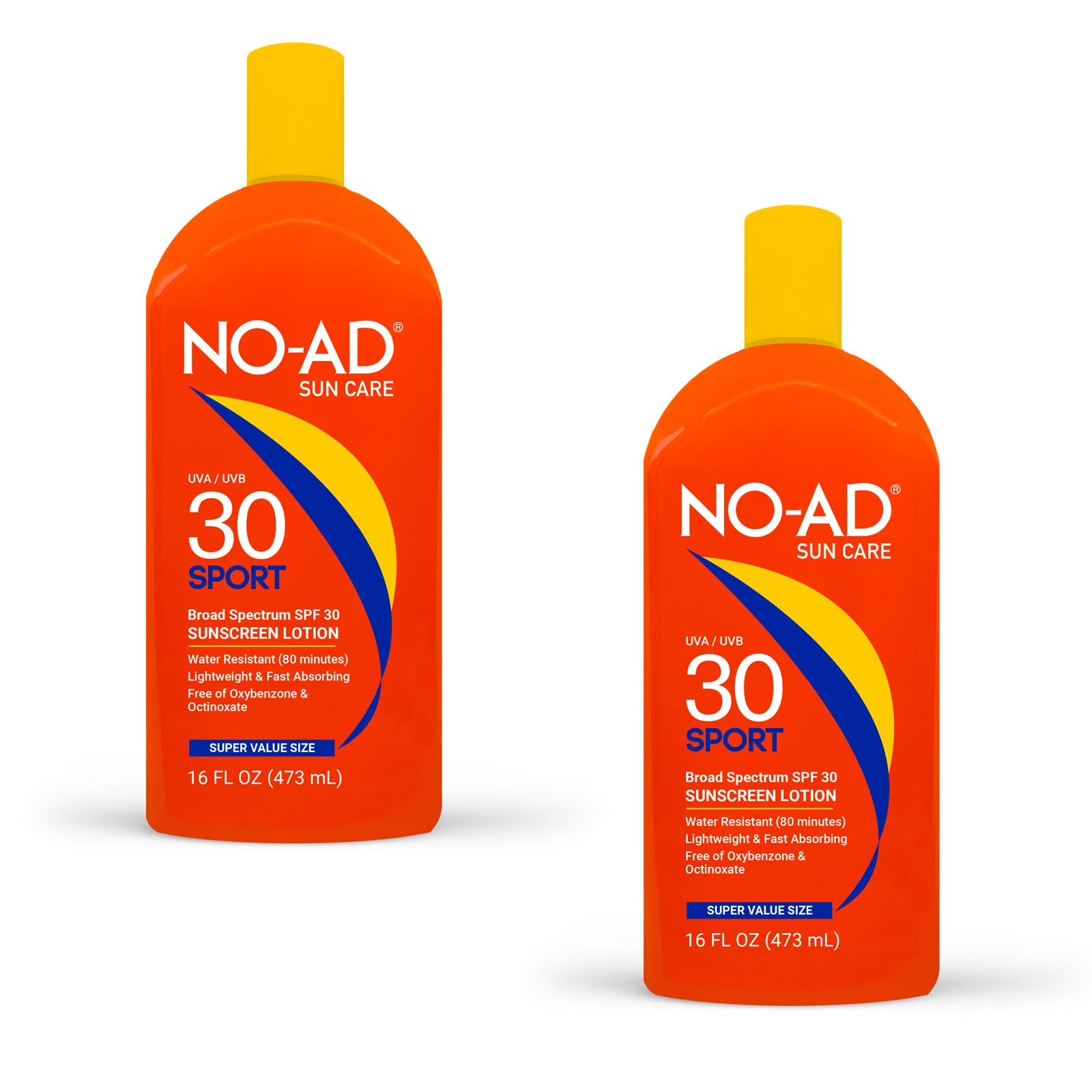 NO-AD SPF 50 SPORT Sunscreen Lotion | Hypoallergenic | Broad Spectrum UVA/UVB Protection | Water Resistant | Octinoxate & Oxybenzone Free with moisturizing Vitamin E and Aloe 16oz
