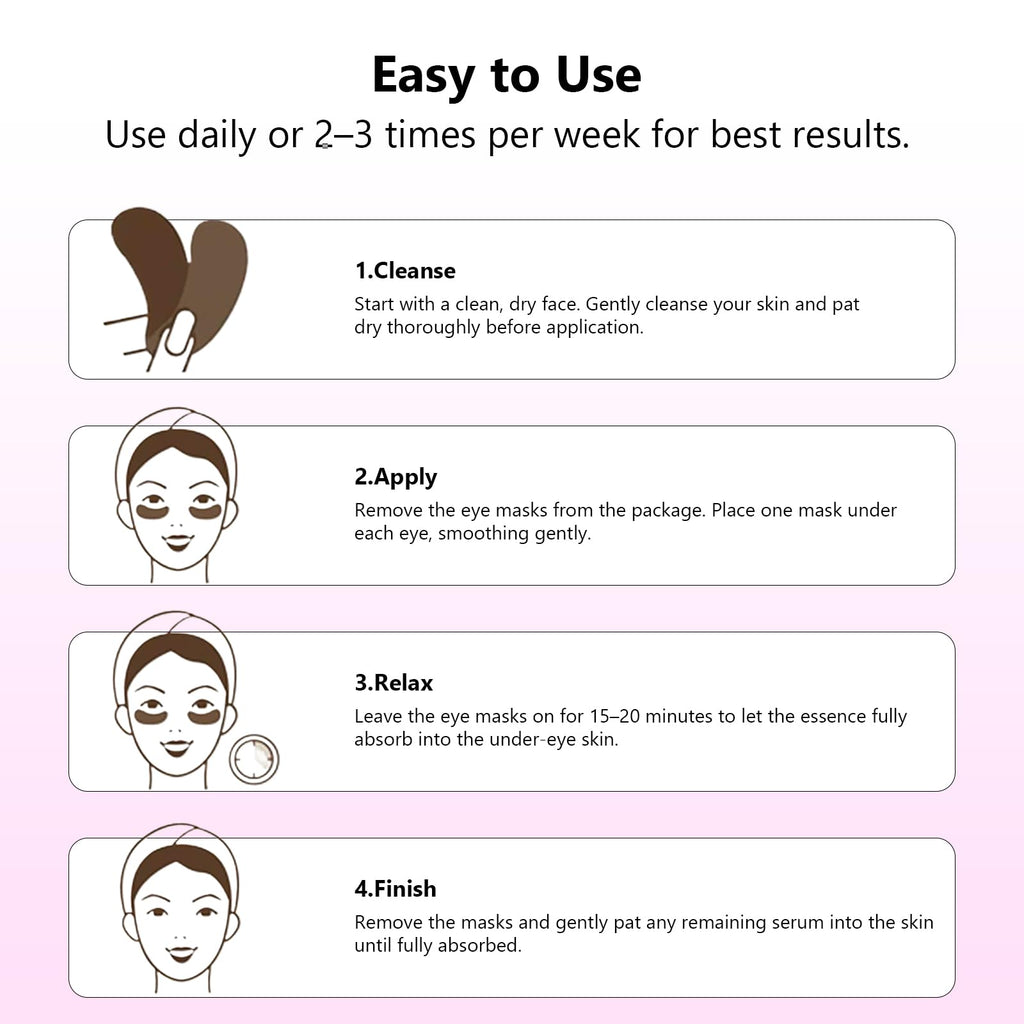 Adofect Hydrogel Caffeine Under Eye Masks, Collagen Eye Patches for Dark Circles Puffy Eyes Under Eye Bags, Deep Hydration Eye Gels for All Skin Types, Skin Care Gifts (Pink, 30 Pairs)