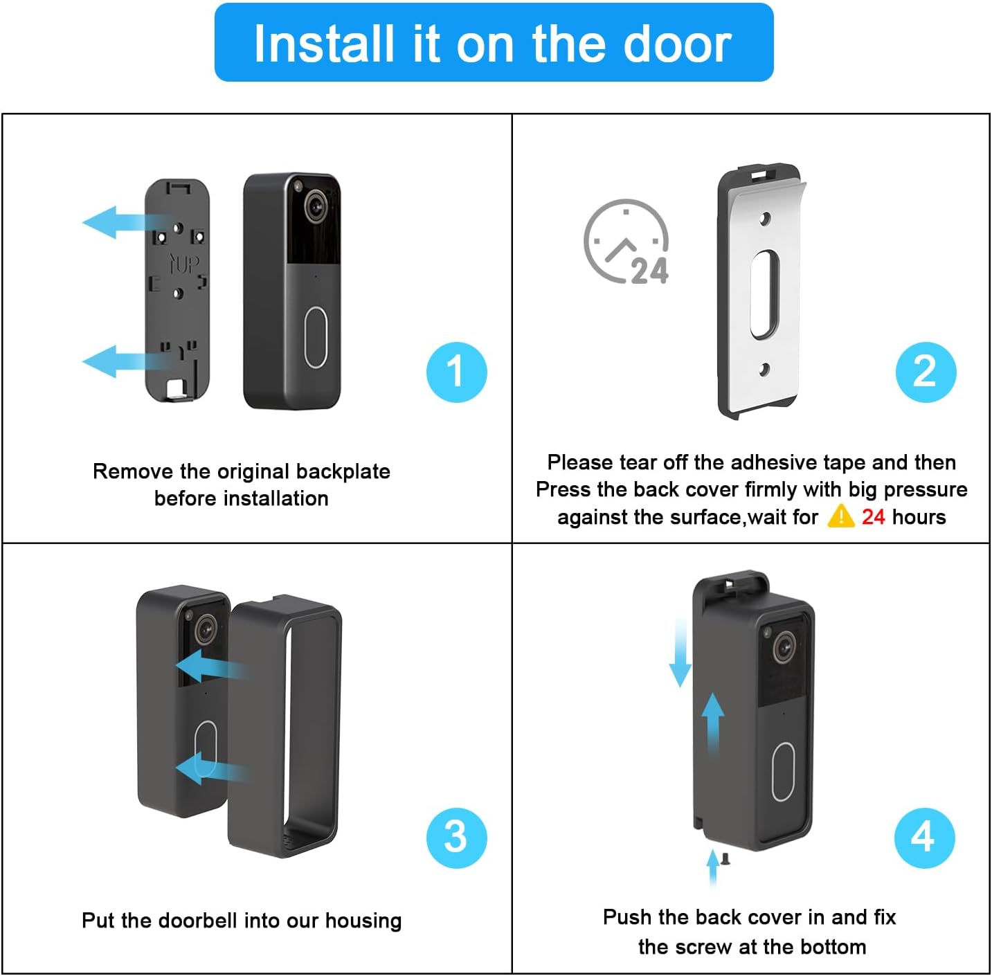 Adhesive Mount Compatible with Blink Video Doorbell 2nd Gen Only, No-Drill Mounting Bracket, Accessories for Blink Doorbell Security System
