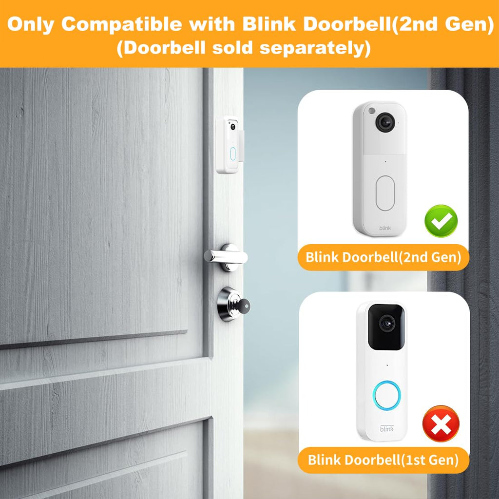 Blink Doorbell Mount, Anti-Theft Video Doorbell Door Mount Bracket No Drilling, Fit for All-New Blink Doorbell(2nd Gen), Not for Security Door (White)