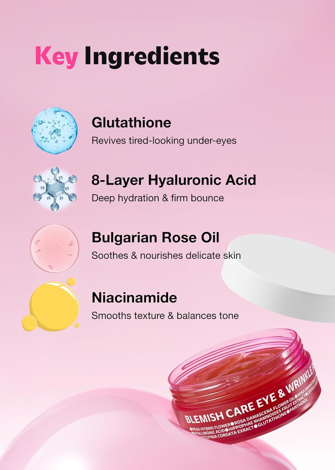 ISOI Blemish Care Eye Patches with Hyaluronic Acid, 90 Count | Dark Circles, Puffiness, Forehead & Smile Lines, Bulgarian Rose Oil