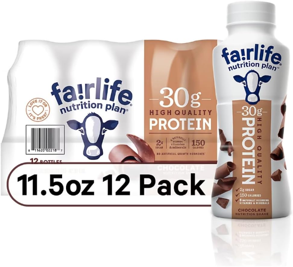 Fairlife Chocolate Protein Shake– Ready-to-Drink Nutrition Shake for Workout Recovery or Meal Replacement (30g – 11.5 fl oz, Pack of 12) + 1 Pair Of Sporty Sunglasses Can Opener (PACKAGING MAY VARY)