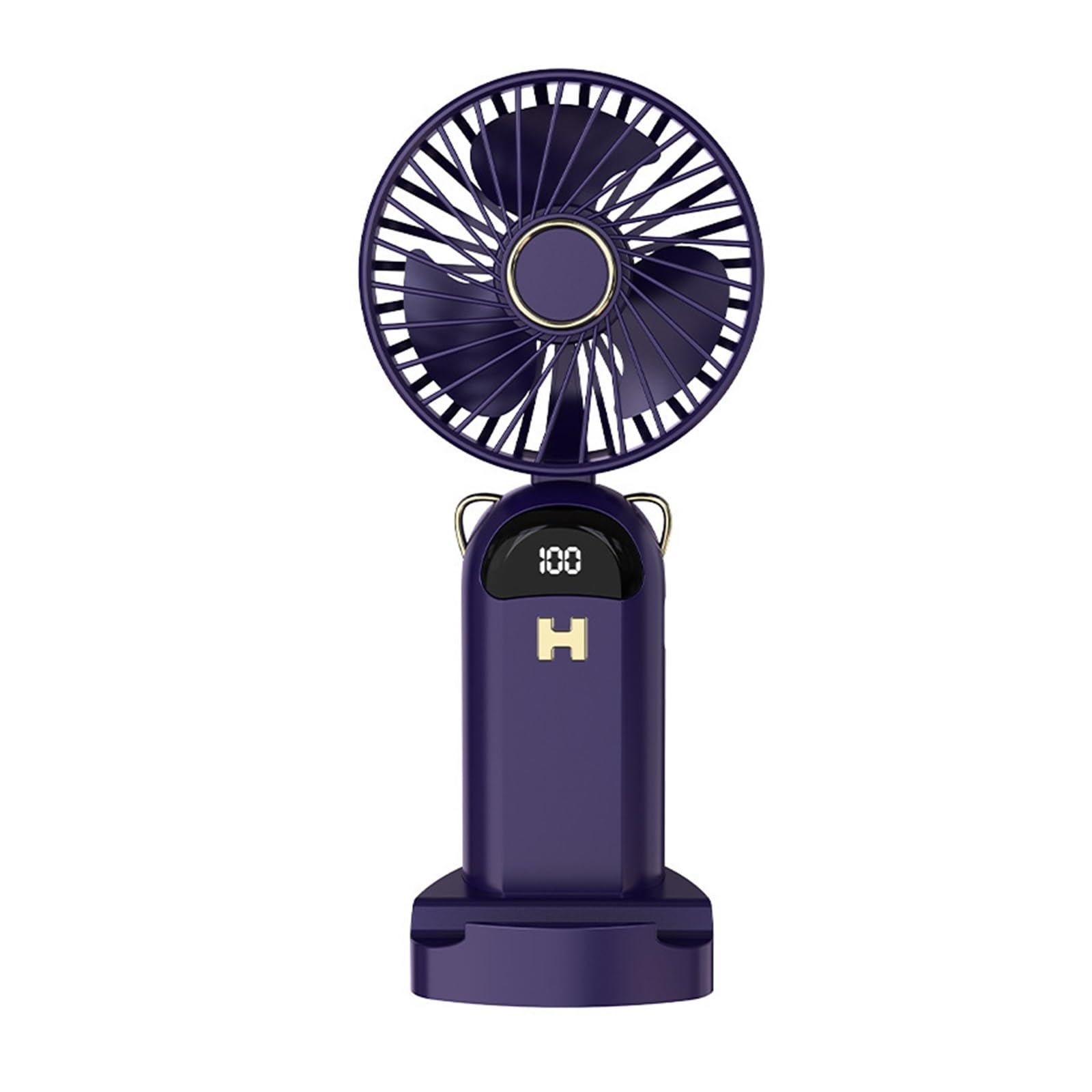 Handheld fan USB rechargeable small portable digital display | White