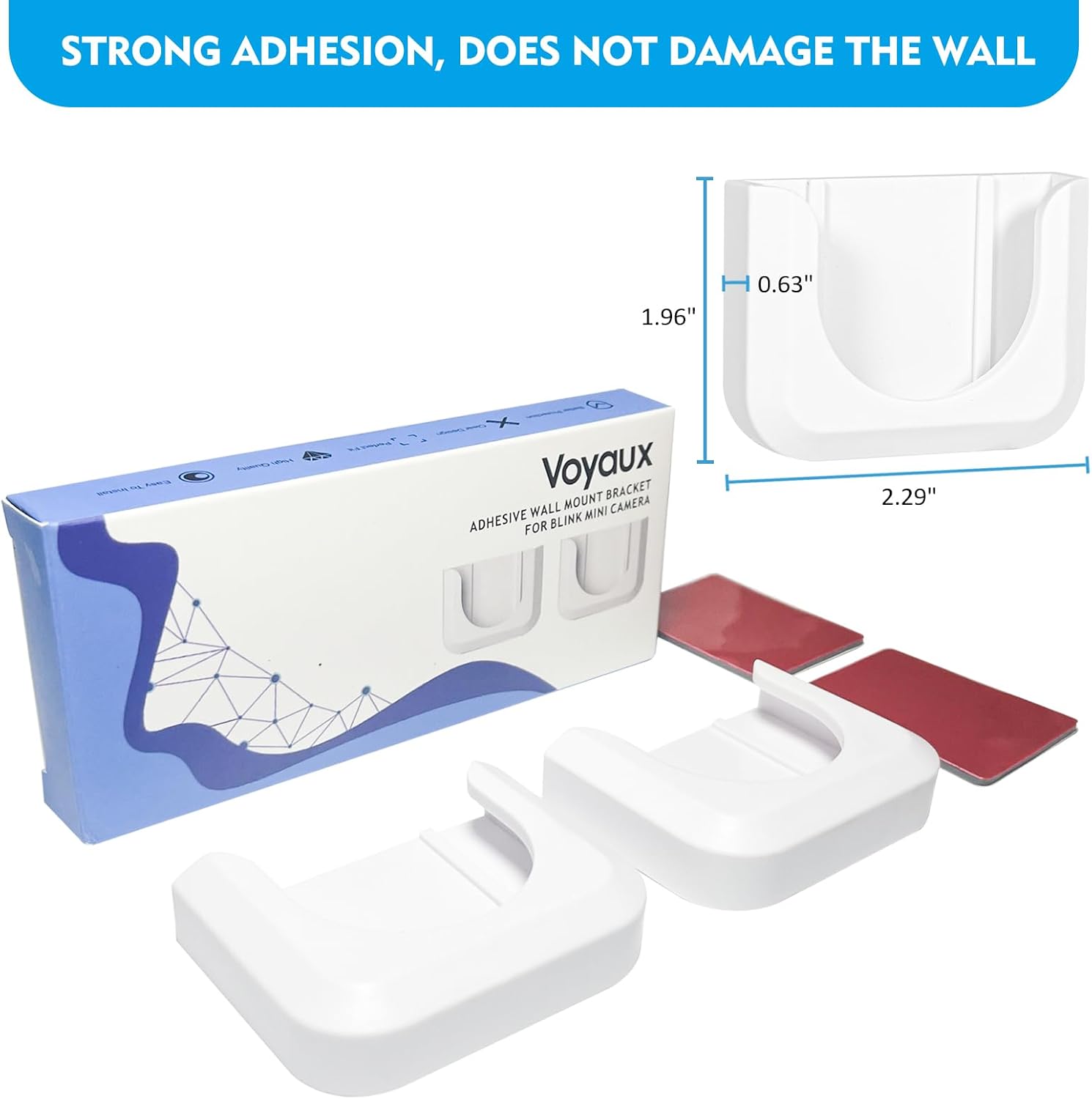 Adhesive Wall Mount Bracket for Blink Mini Indoor Camera, No Drill, No Screws, Decorate Damage-Free, Easy to Install (2 Pack)