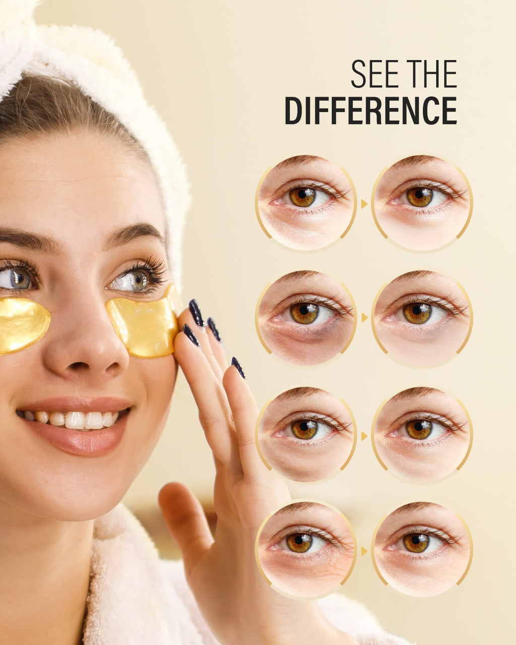 Maskiss PDRN Under Eye Patches (25 Pairs), Tri-Color Eye Gel Pads with Retinol Caffeine, Eye Masks for Dark Circles Puffy Eyes Wrinkles, Collagen Self Care Gifts for Women