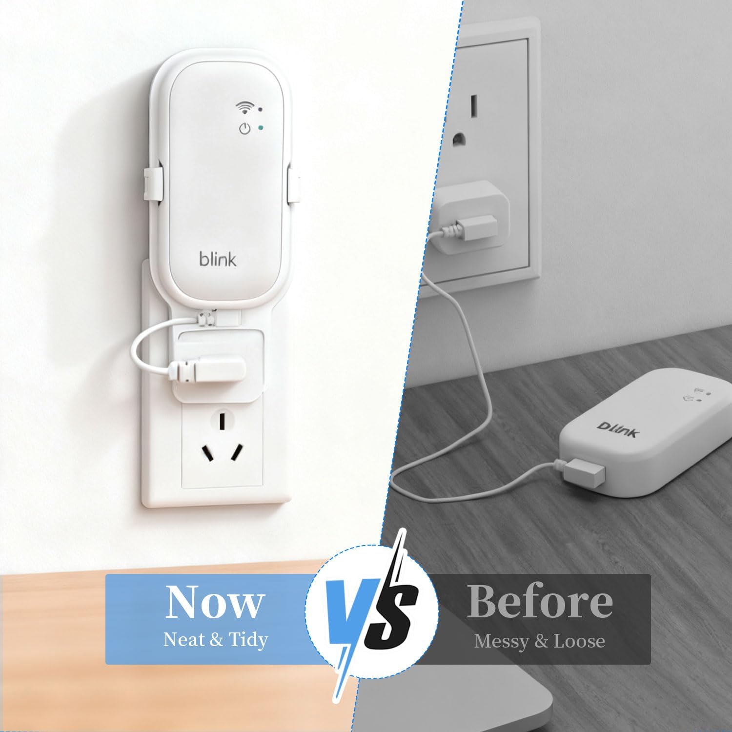 White Outlet Wall Mount for Blink Sync Module Core, Sync Module Mount Holder for Blink Doorbell Outdoor/Indoor Security Camera 2K+, No Drilling No Messy Wires Camera Mount with Short Cable