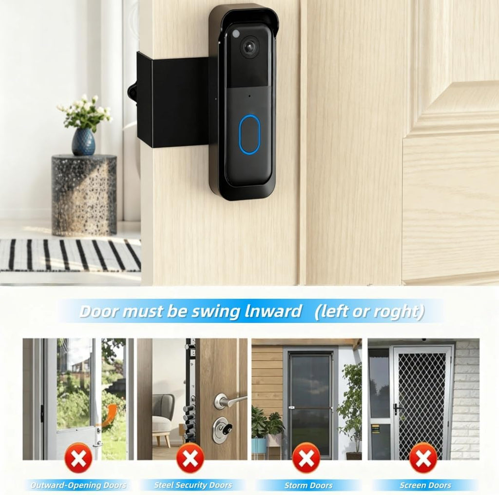 Anti-Theft Blink Doorbell Mount,No-Drilling Non-Blocking Motion Sensor Design,Apartment Door Bell Kits for Renters,Weatherproof Blink Camera Holder with Rain Cover,Easy Installation